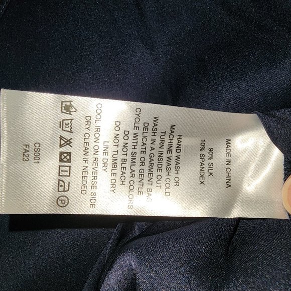 Quince Washable Stretch Silk Midi Shirt Dress NWT Navy Med - Picture 5 of 6